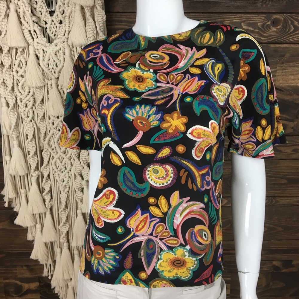 ADOLFO Collectibles | Multicolored Paisley Eclectic Patterned Blouse‎ Vintage